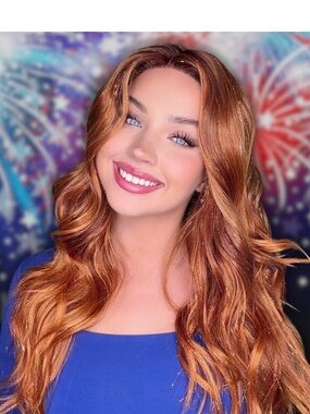 Long Wavy Copper Red Women's Wig - Natural Shine